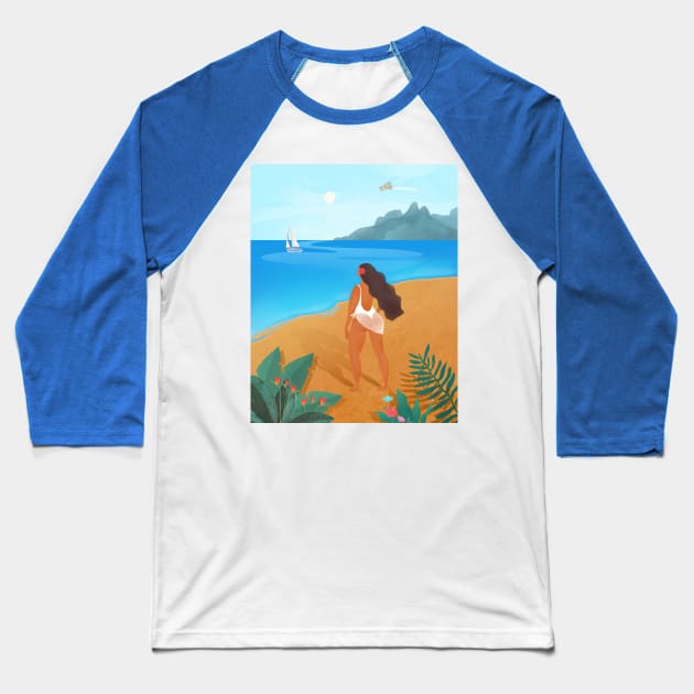 Beach girl Baseball T-Shirt by Petras